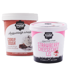 Noordertrots banaan toffee, citroen taart, strawberry cheesecake of (vegan) cookie dough ijs